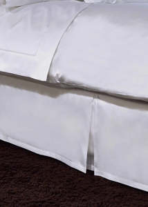 Bedskirts Valances: Sateen Bed Skirt in White | Pleated | Made in Italy