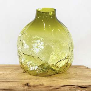 Lukeke: Crushed Vase, Olive (small)  |  Glass  |  by Luke Jacomb Studio