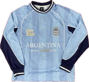 Football: MAJESTIC ARGENTINA MESH LS JERSEY