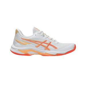 Sports Netball Court: Asics Netburner Ballistic FF 4 (B Standard) White/Vivid Coral