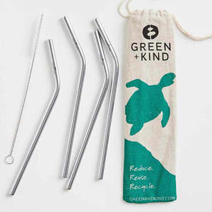Green Kind: Stainless Steel Bent Straws - 4 Pack