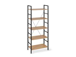 Hikuai 5 Tier Bookshelf - Natural + Black