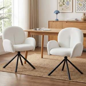 Clearance: Avery Swivel Fabric Dining Chair - Set of 2 - White