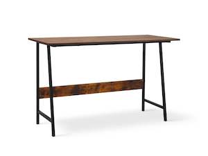 Desk: Daniel 120cm Computer Desk - Rustic Brown + Black