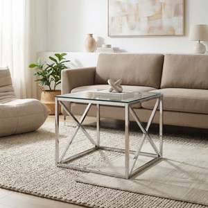 Clearance: Greer Tempered Glass Square Coffee Table