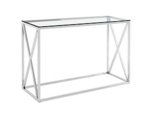 Coffee Tables: Tony Rectangular Console Table - Transparent + Silver
