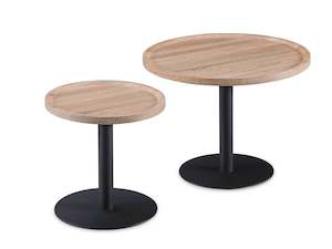Remy Round Coffee Table - Set Of 2 - Oak + Black