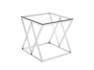 Tony Square Coffee Table - Transparent + Silver