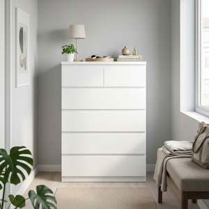 Bestseller: Tongass Wooden Tallboy 6 Drawers - White
