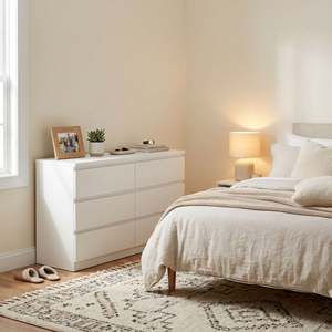 Bestseller: Tongass Wooden Low Boy 6 Drawers - White