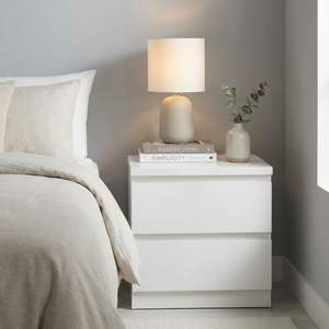 Tongass Wooden Bedside Table - White