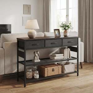Shrike Console Table with 3 Drawers - Black Walnut