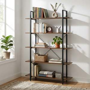 Forge 5 Tier Bookshelf - Rustic Brown