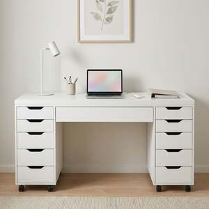 Slideshow Sale 1: Ennova Rolling Computer Desk with Drawers - White