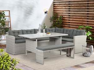 Furniture: ARIZONA Outdoor Rattan Corner Dining Set 4PCS - Grey
