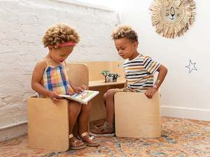 Kids Table Chairs: Esto Kids Table and Chair Set - Set of 3 - Natural