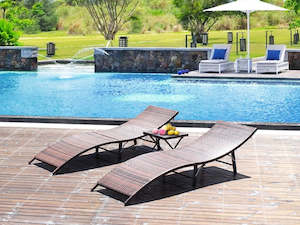 Outdoor Sofa Set: BALI Outdoor Folding Sun Lounger Set 3PCS