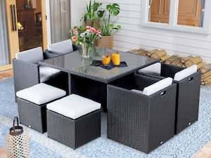 Outdoor Sofa Set: Caicos 9 Piece Outdoor Rattan Furniture Sofa Set