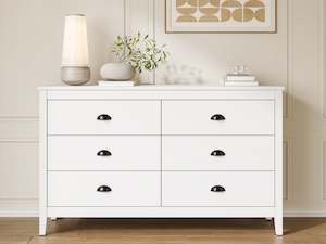 Congo 6 Drawers Low Boy - White