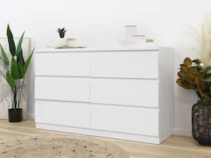 Bestseller: Tongass Wooden Low Boy 6 Drawers - White