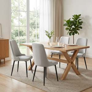 Homepage Sale 6: Oliro Linen Dining Chair - Set of 4 - Light Grey