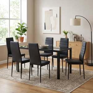 Samuel 7 Piece 1.6m Dining Set – Black