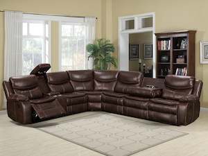 Mandan Manual Recliner Corner Sofa - Brown