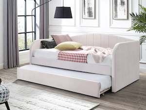 Majura Single Velvet Trundle Bed Frame - Pink