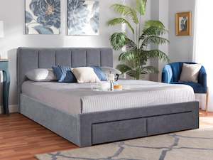 HLOLELA King Bed with Drawers - DARK GREY
