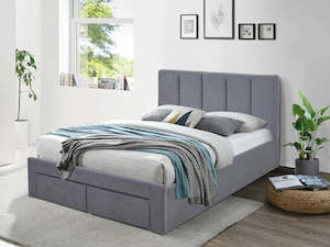 Bedroom: HLOLELA Queen Bed with Drawers - DARK GREY