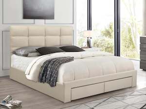 MUSALA King Bed with Drawers - BEIGE