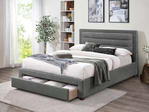 Walter Queen Bed Frame with Storage - Grey