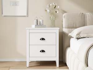 Bedroom: Congo Bedside Table with 2 Drawers - White