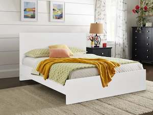 Bedroom: TONGASS Double Wooden Bed - WHITE