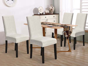 Living Room: Dining Chair Cover - Set of 4 - Light Grey