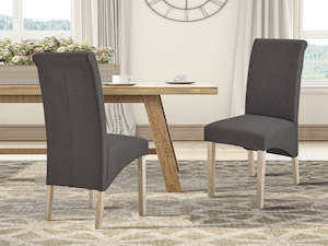 LOLA 2PCS Upholstered Dining Chair - CHARCOAL