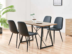 CALLIE 4PCS PU Leather Dining Chair - DARK GREY