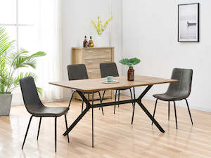 ROWAN 4PCS PU Leather Dining Chair - DARK GREY