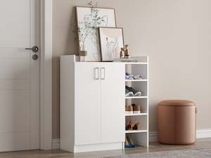 Aster Storage Cabinet with Shoe Rack - White