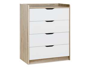 Haley 4 Drawers Tallboy - Oak + White