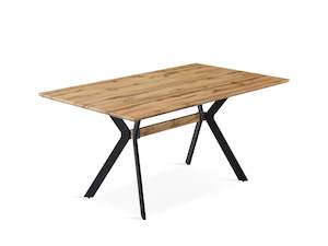 Instock: Cameron Rectangular Modern Dining Table 160 x 90cm - Wood Grain + Black
