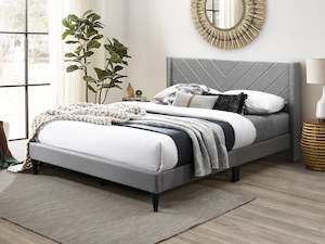 Beds: Bassie Queen Bed Frame - Light Grey