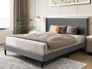 Beds: Bassie Double Bed Frame - Light Grey
