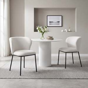 Preorder: Dune Boucle Dining Chair - Set Of 2 - White