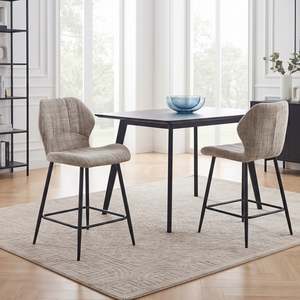 Hygge Fabric Bar Stool - Set Of 2 - Light Brown