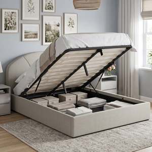 Preorder: Nestly Queen Gas Lift Bed Frame - Linen Light Gray