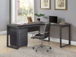 Office: Nakia Computer Corner Desk with Filing Cabinet - Black