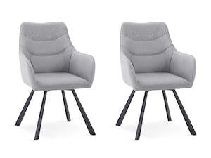 Malaya Swivel Dining Chair - Set of 2 - Bluish Grey + Black