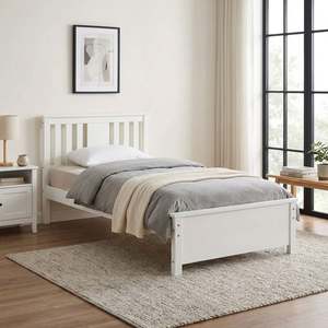 On Sale: Castor Single Wooden Bed Frame - White