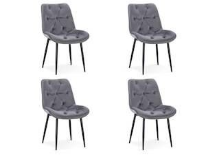 Dallas Dining Chair - Set of 4 - Dark Grey + Black